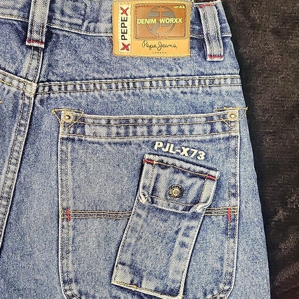 Pepe London Vintage 90s Denim Worxx High Waisted Wide Leg Cropped Jeans - Picture 9 of 9